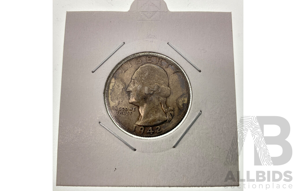 USA 1942 Silver Quarter, San Fransisco Mint .900