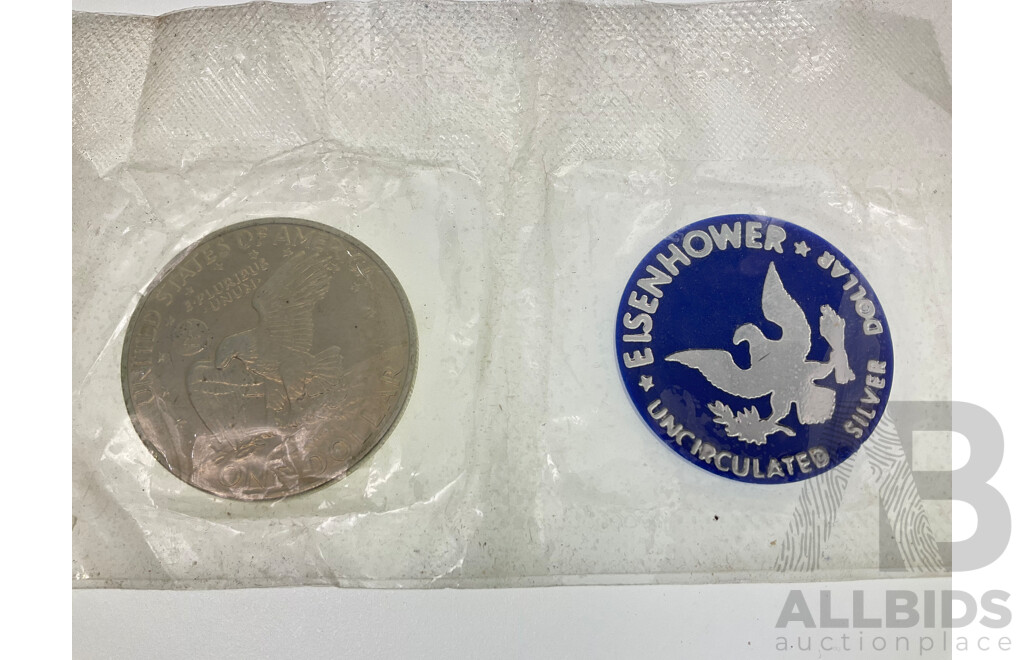 USA 1971 UNC Silver Eisenhower One Dollar, Collectors Issue .400