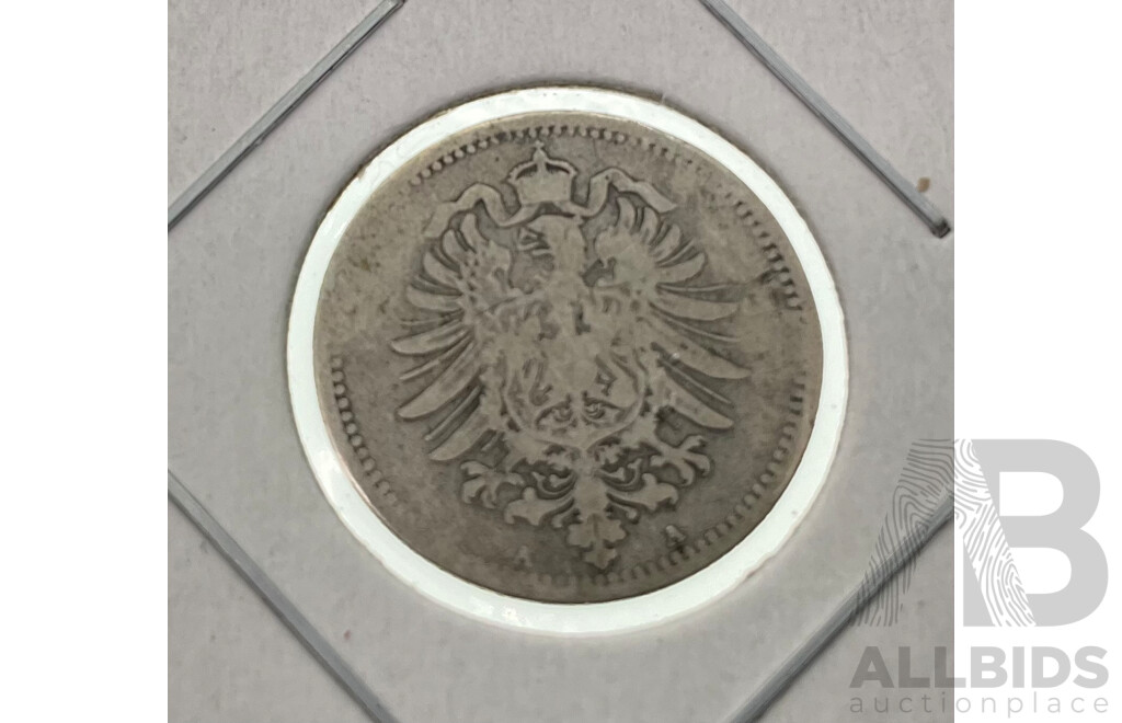 Germany 1875 Silver Twenty Pfennigs Coin .900