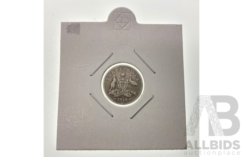 Australian 1918 Silver Threepence, Melbourne Mint .925