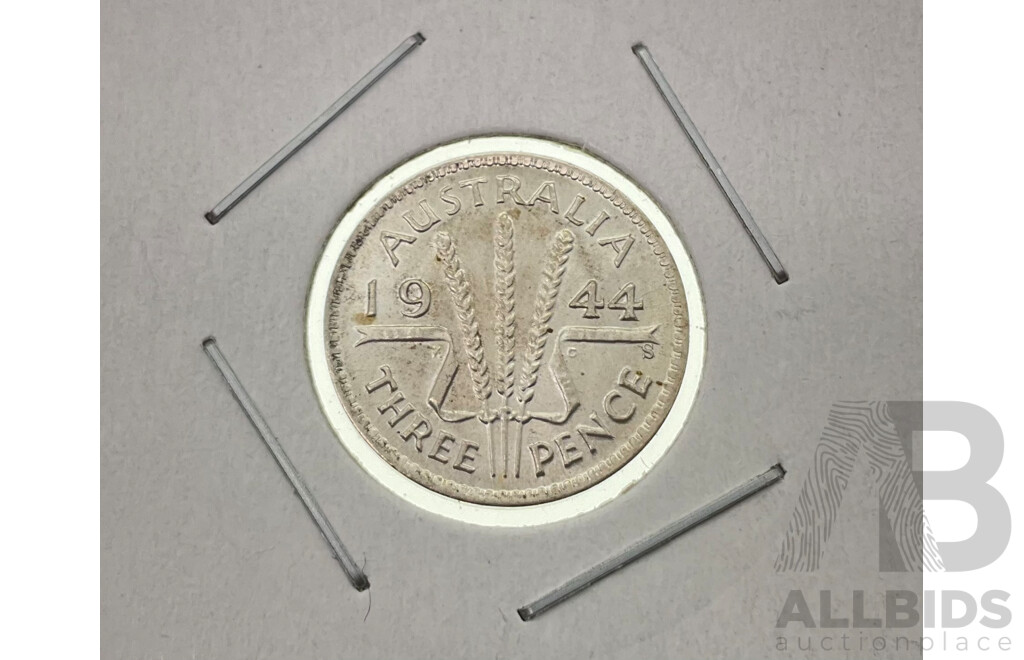 Australian 1944 Silver Threepence, San Fransisco Mint  .925