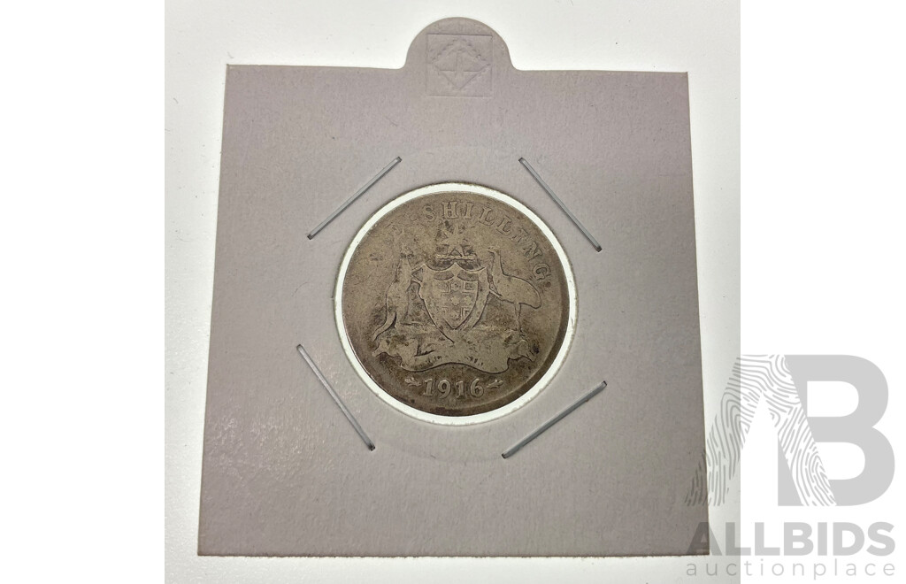 Australian 1916 Silver Shilling, Melbourne Mint .925