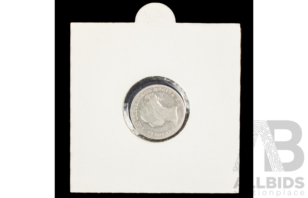 United Kingdom 1854 Silver Four Pence Coin, KGV Coronation Medal, Australian 1999 UNC One Dollar, Last ANZACS 'C' Mint Mark
