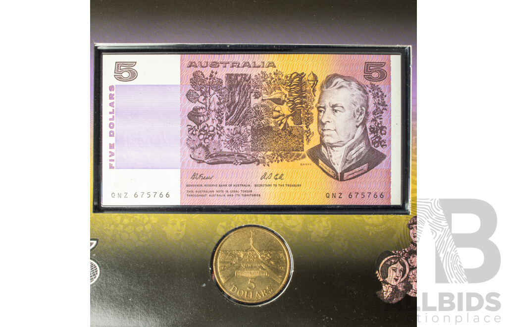 Australian Last Five Dollar Note/First Five Dollar Coin Limited Edition Pack, Fraser/Cole QNZ 675766