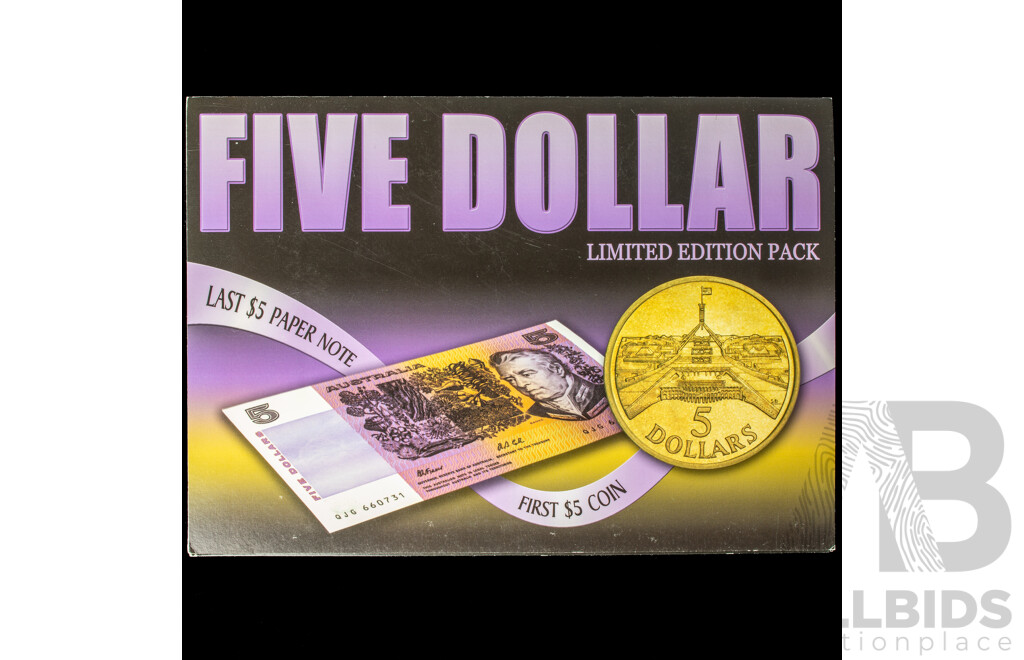 Australian Last Five Dollar Note/First Five Dollar Coin Limited Edition Pack, Fraser/Cole QNZ 675766