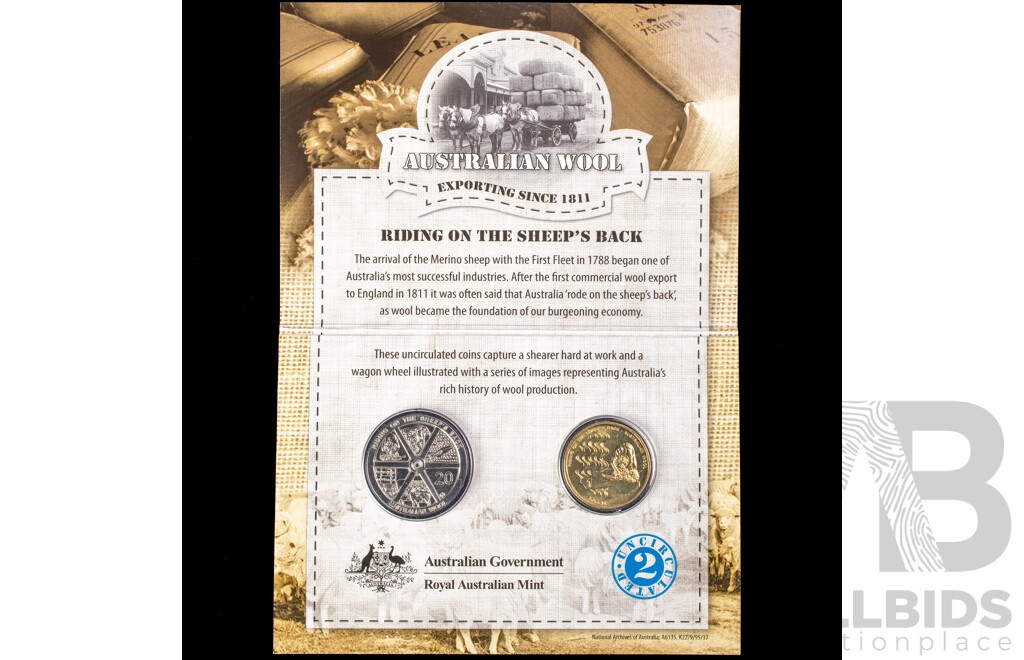 Australian 2011 Two UNC Coin Set, Twenty Cent and One Dollar