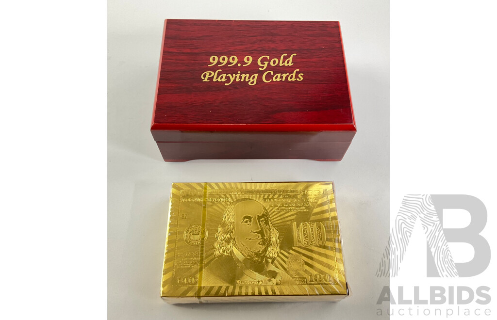 Gold Foil American One Hundred Dollar Note Playing Cards