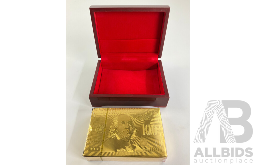 Gold Foil American One Hundred Dollar Note Playing Cards