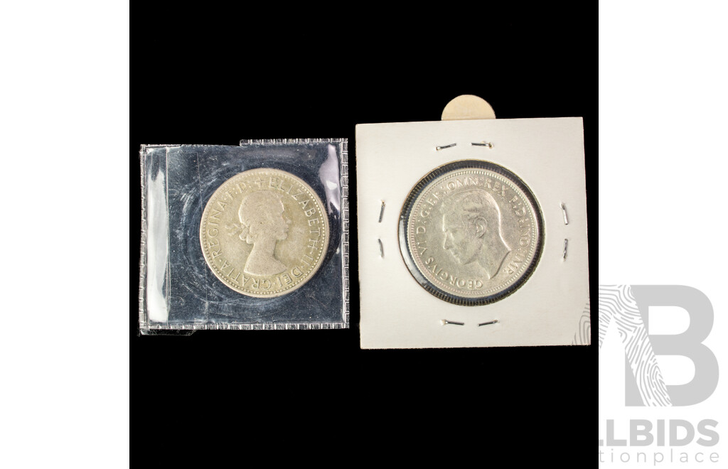 Australian Silver Florins 1943 and 1954 Commemorative