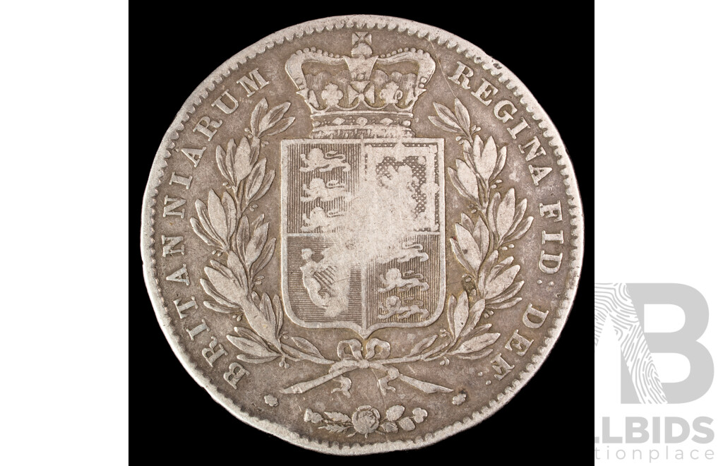 United Kingdom 1844 QV Silver One Crown .925