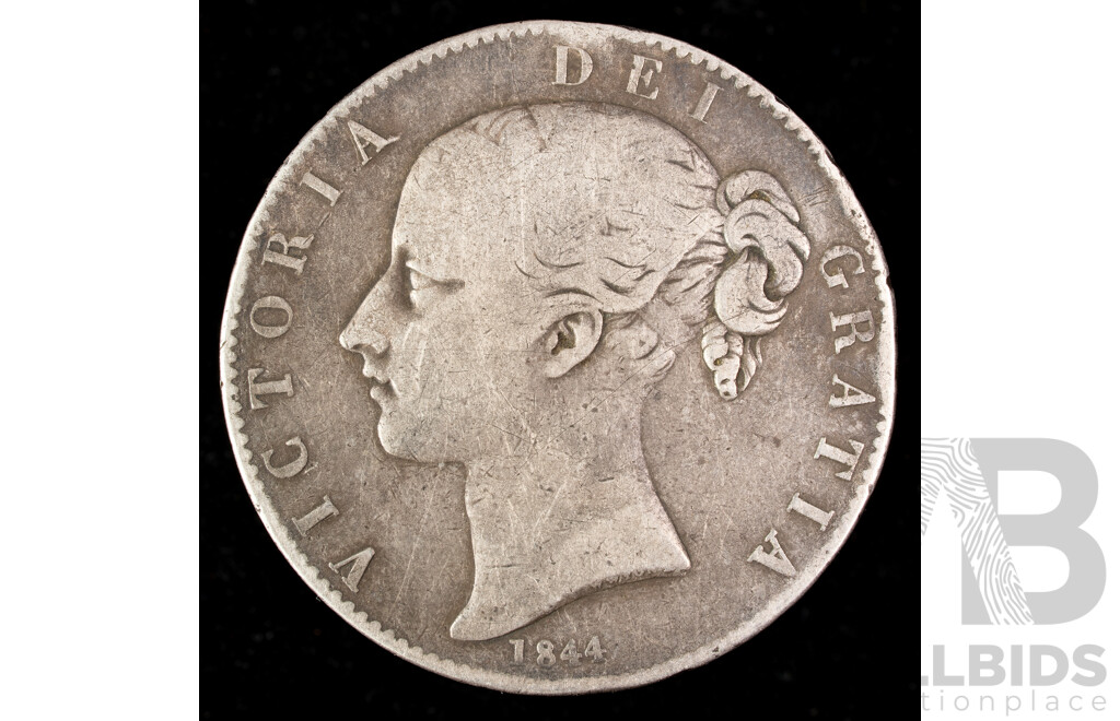 United Kingdom 1844 QV Silver One Crown .925