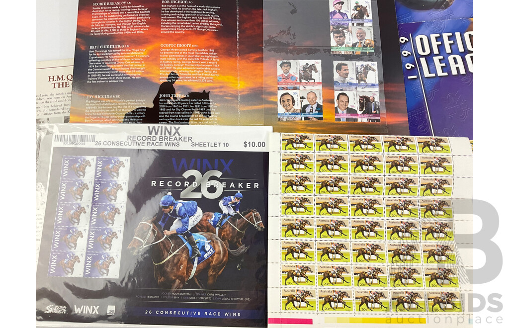 Australian Horse Racing Themed Stamps, Three 1999 Courier Mail Rugby League Albums, UK 1980 Queen Mother PNC