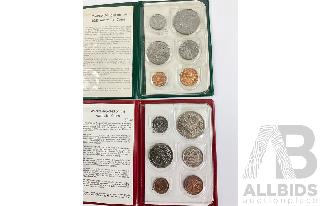 Australian RAM 1979, 1982 UNC Coins Sets, 1981 United Permanent UNC Coin Set, KGVI Six UNC Coin Set