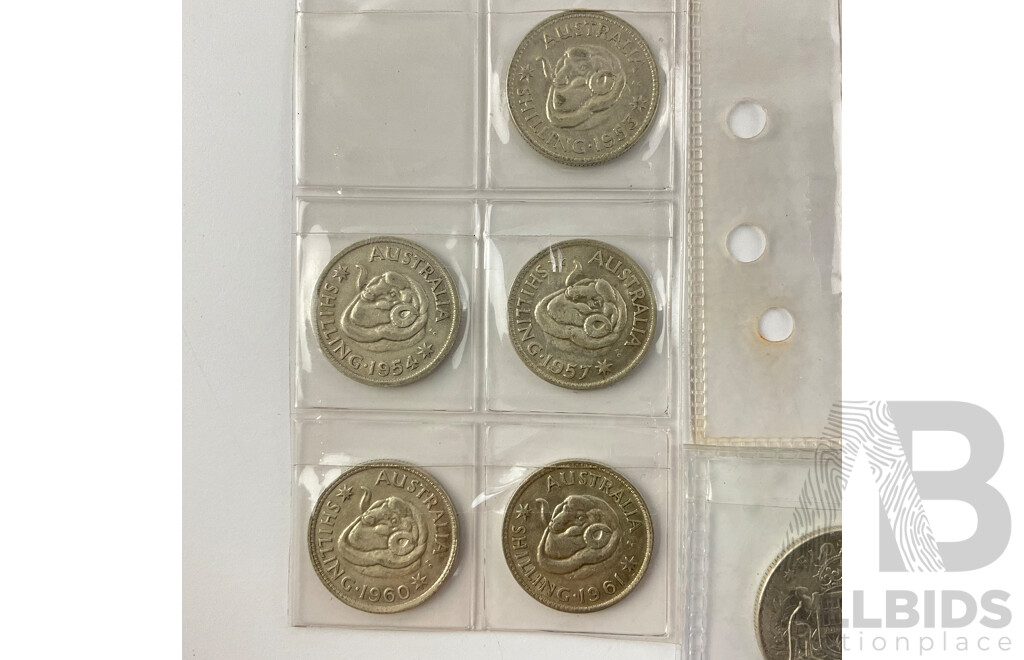 Collection of Australian QE2 Predecimal Coins Including Florins(5) Shillings(5) Sixpence(5) Threepence(5)