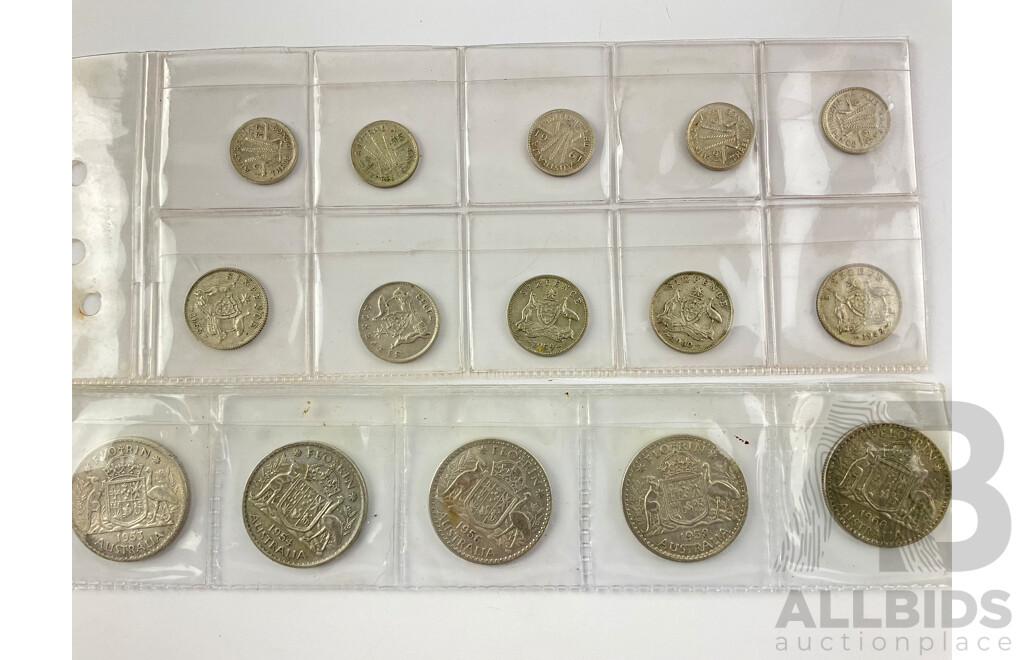 Collection of Australian QE2 Predecimal Coins Including Florins(5) Shillings(5) Sixpence(5) Threepence(5)