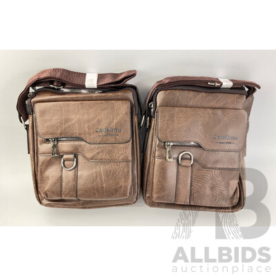 Two Brown Leather Carl Kimu Retro Shoulder Bags