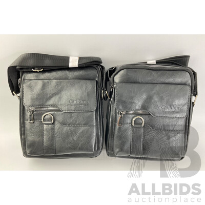 Two Black Leather Carl Kimu Retro Shoulder Bags