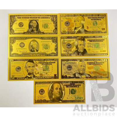 USA Gold Tone Novelty Bank Notes