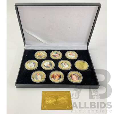 United Kingdom Princess Diana Commemorative Gold Plated Ten Coin Set