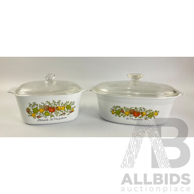 Vintage Corning Ware Spice of Life Cassarole Dishes with Lids