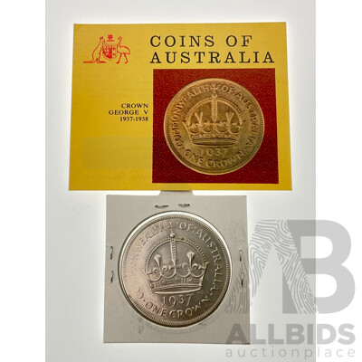 Australian 1937 Silver One Crown Coin .925