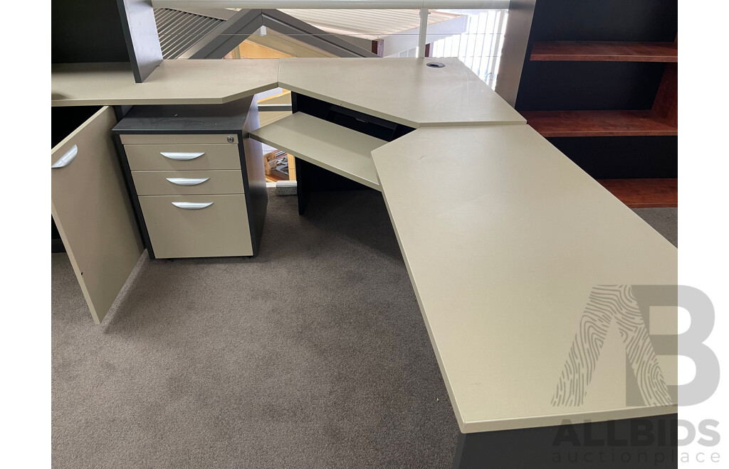 Office Corner Desk with Credenza, Hutch and Bookcase