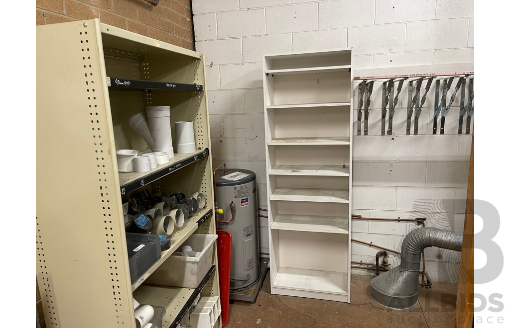 2 X Shelving Units and Assorted Pipe Fittings