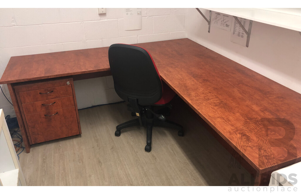 Corner Desk W/ Pedestal Unit & Chair