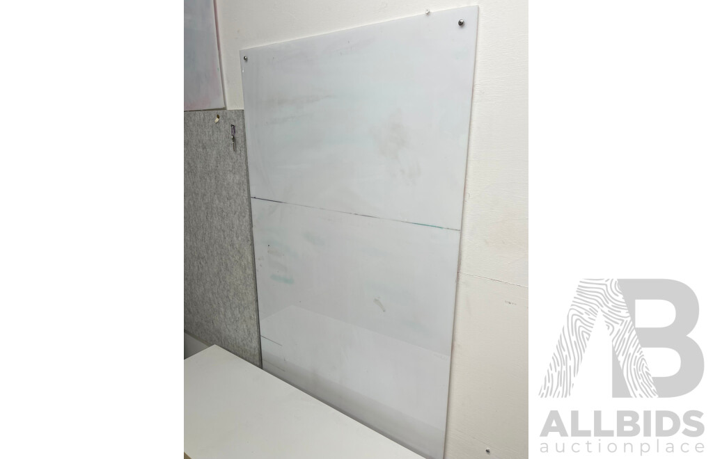 Wallmount Whiteboard and Acrylic Panels Lot of Eight