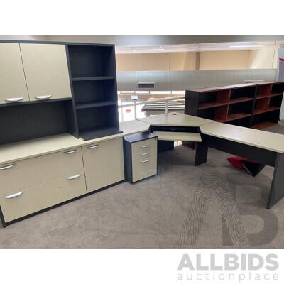 Office Corner Desk with Credenza, Hutch and Bookcase