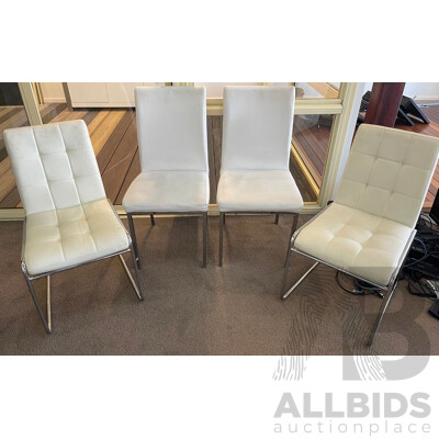 White Faux Leather Dining Chairs - Lot of 4