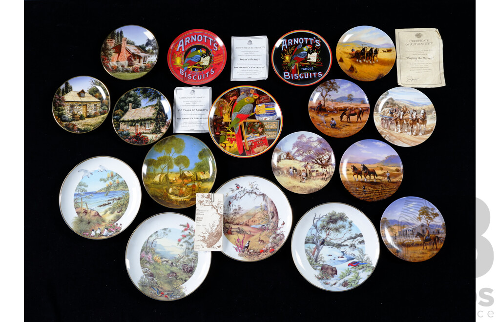 Collection Approx 17 Bradex Limited Edition Porcelain Display Plates with Australian Interest Including Arnotts and More