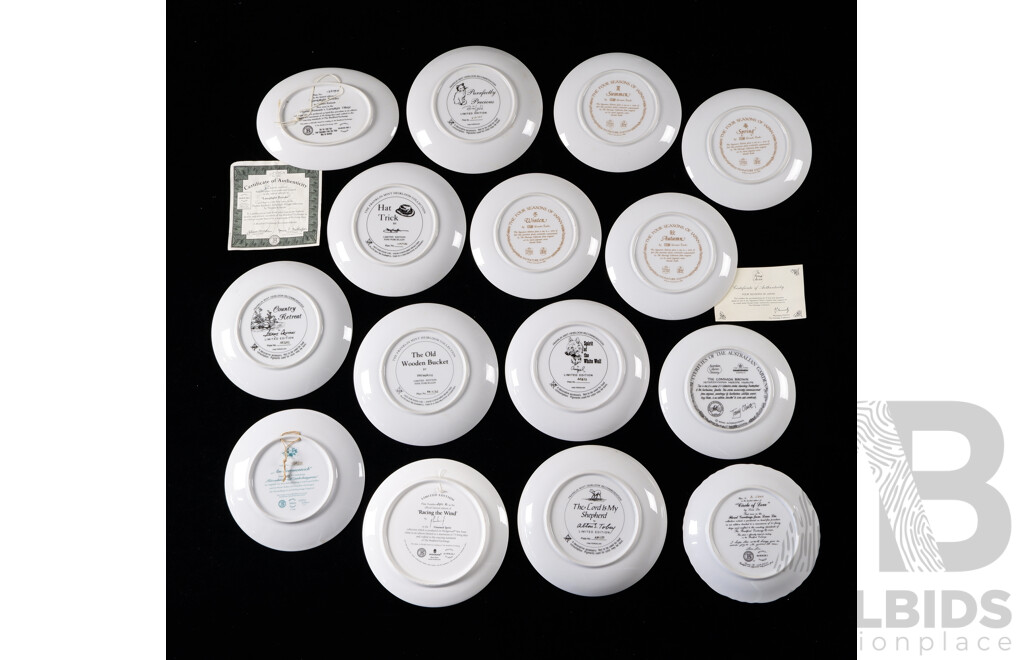 Collection Approx 15 Bradex Limited Edition Porcelain Display Plates in Various Series