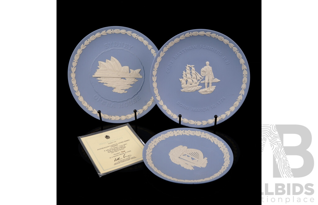 Collection Three Pieces Vintage English Wedgwood Jasperware of Australian Sydney Interest