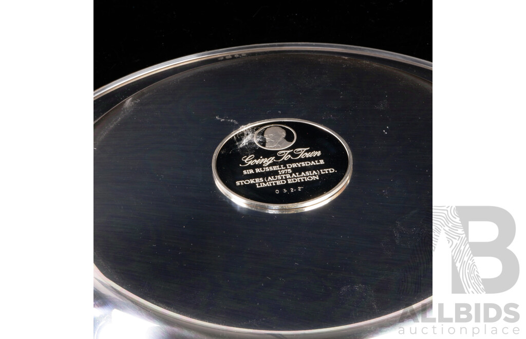 Limited Edition 322 of 1003, Sir Russel Drysdale, Sterling Silver Collectors Plate, Going to Town, with Certificate of Authenticity & Original Box