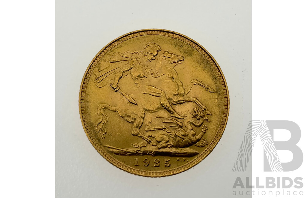 Australian 1925 Gold Sovereign, Sydney Mint .916