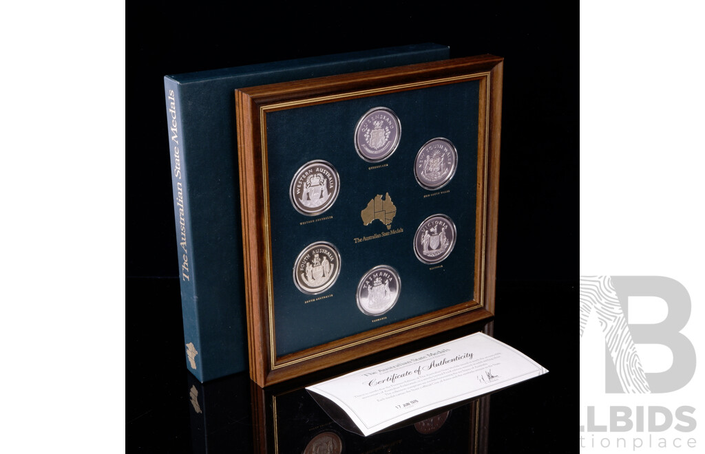 The Australian State Medals, in Sterling Silver, in Presentation Frame and Slip Case with Certificate of Authenticity