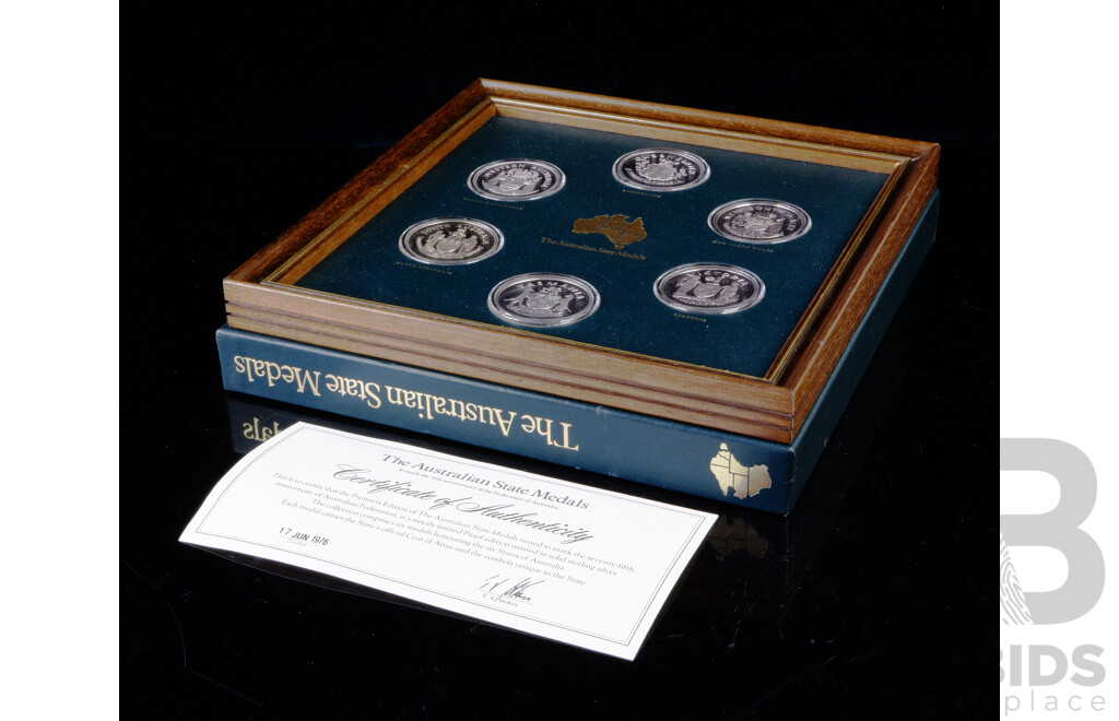 The Australian State Medals, in Sterling Silver, in Presentation Frame and Slip Case with Certificate of Authenticity