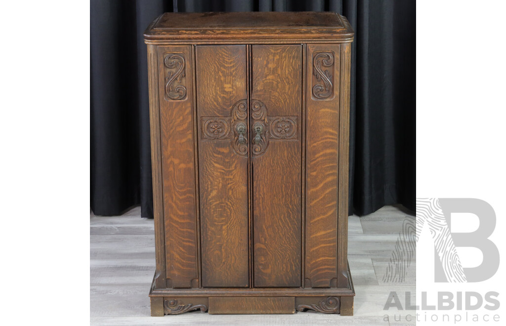 Art Deco Oak Two Door Cabinet