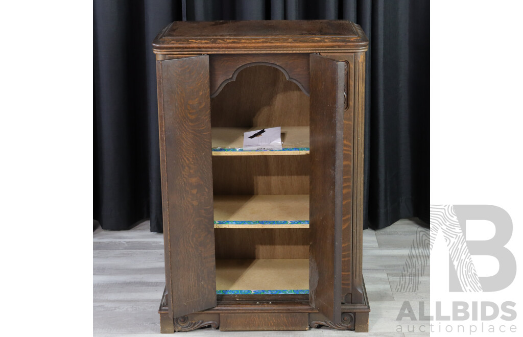 Art Deco Oak Two Door Cabinet