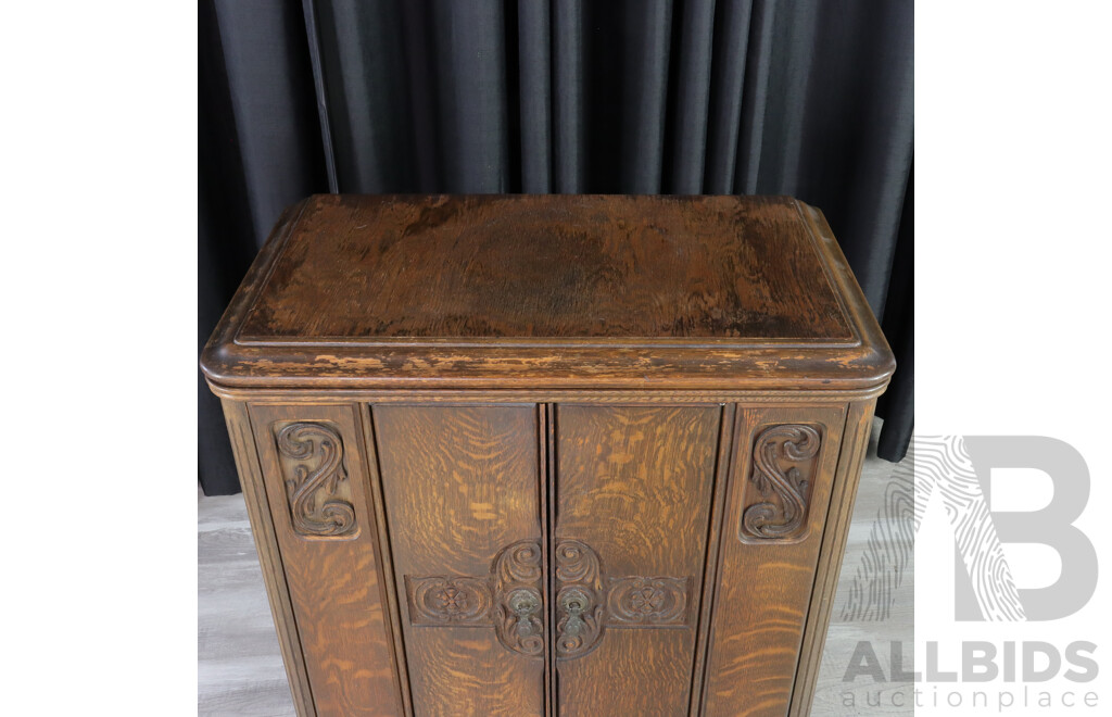 Art Deco Oak Two Door Cabinet