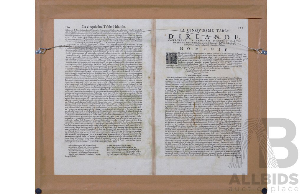 Gerardus Mercator (Flemish, 1512-1554), Antique Map of Udrone, Irlandiae in Catherlagh Baronia (Modern Idrone, County Carlow, Ireland), Hand Coloured and Engraved Map, Later Published by Johannes Janssonius (Dutch, 1588-1664) c1619, 50 x 60 cm (frame)