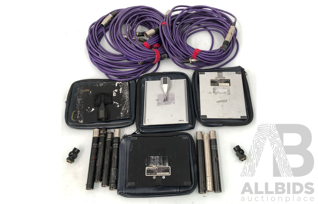 Selection of Vintage PZM and Condenser Microphones with Cables