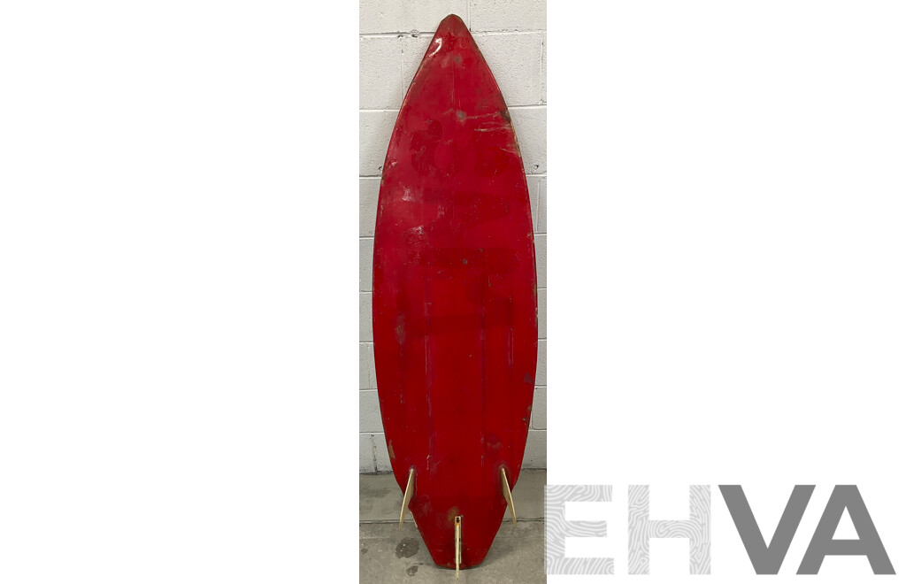 Vintage Original Winter Swells Red Surfboard 5' 7