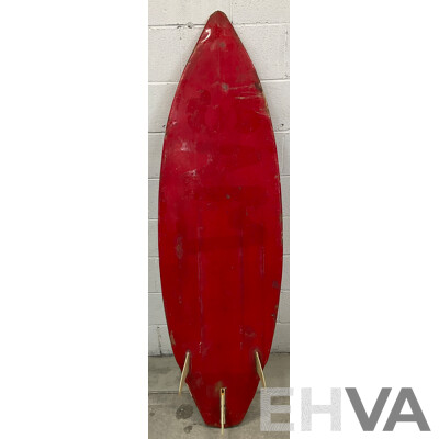 Vintage Original Winter Swells Red Surfboard 5' 7