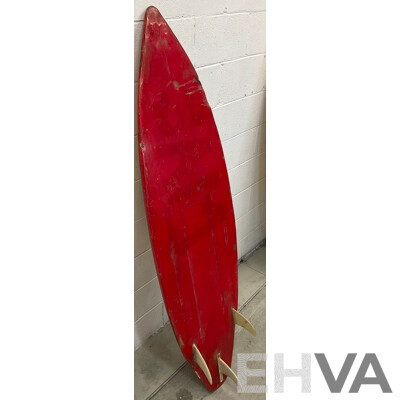 Vintage Original Winter Swells Red Surfboard 5' 7