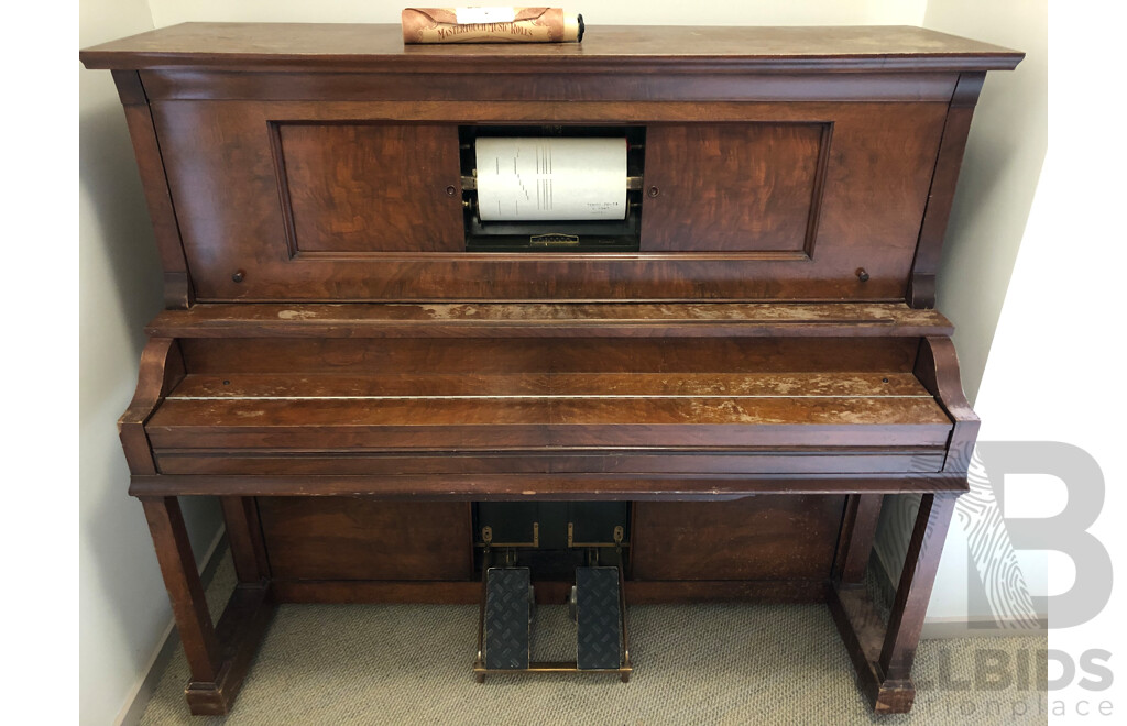 Vintage Gulbransen Registering Piano(Pianola) and 30 Music Rolls