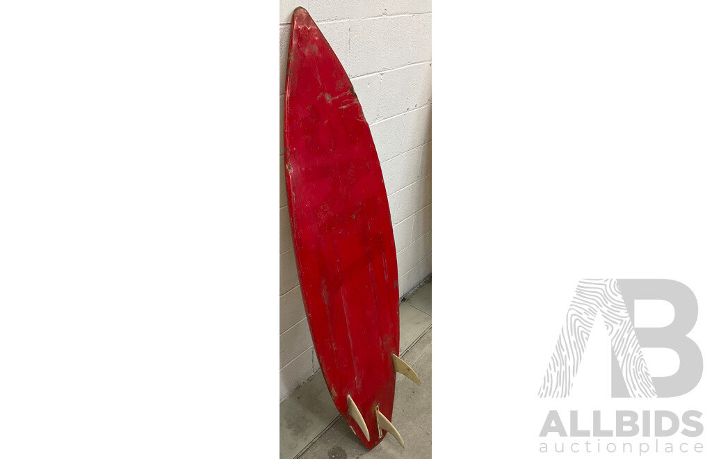 Vintage Original Winter Swells Red Surfboard 5' 7