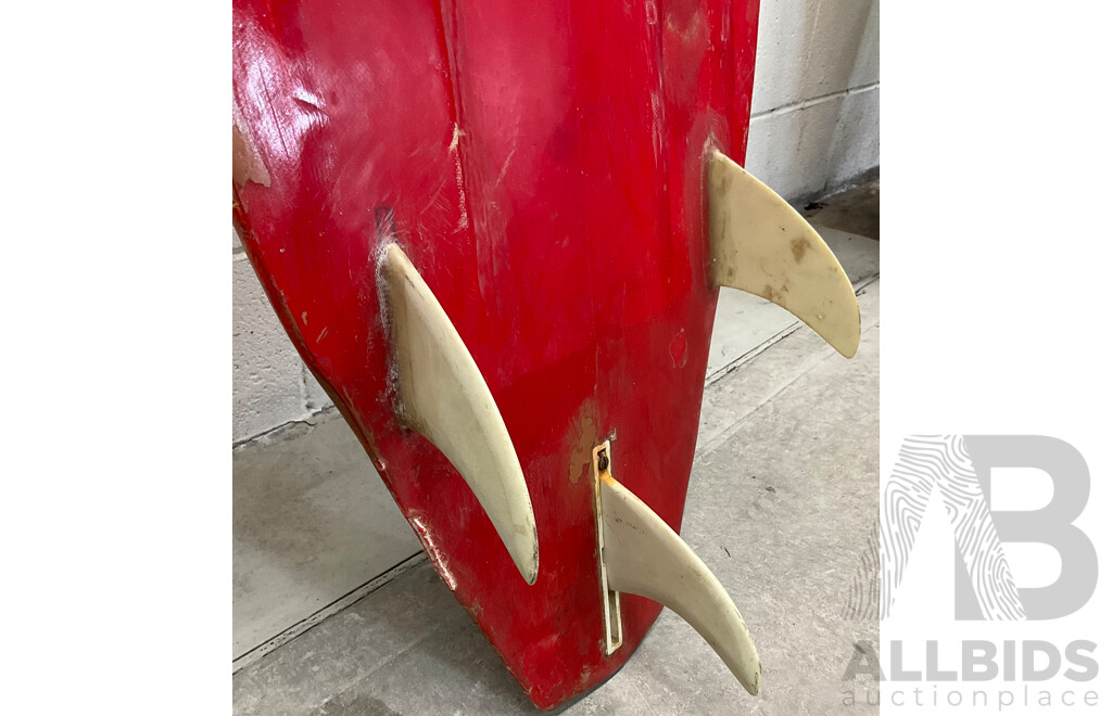 Vintage Original Winter Swells Red Surfboard 5' 7