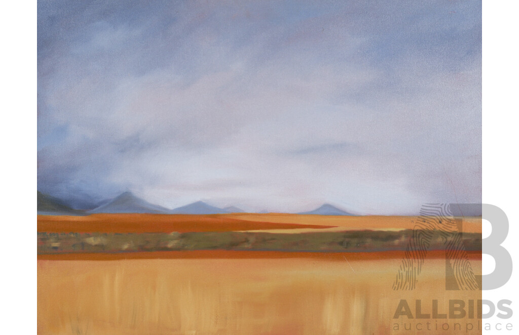 20th Century Australian School, Untitled (Landscape with Plain and Distant Mountains), Oil on Canvas, 60 x 80 cm